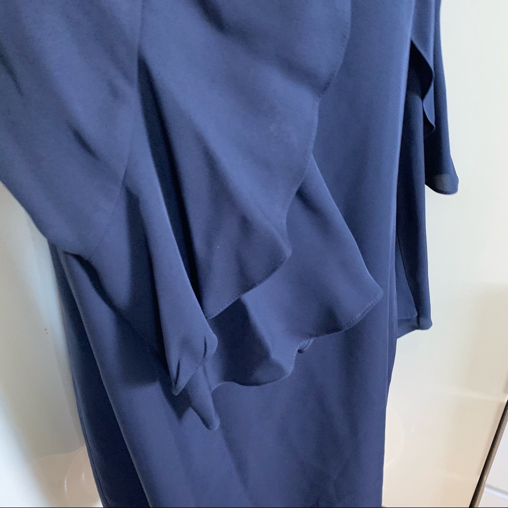 Kobi Halperin Bethenny Ruffle-Sleeve Shift Dress in Navy sz L - Picture 7 of 14